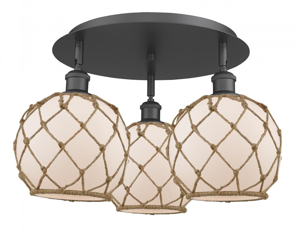 Farmhouse Rope - 3 Light - 20 inch - Matte Black - Semi-Flush Mount