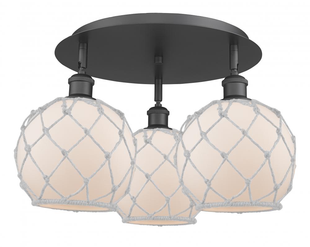 Farmhouse Rope - 3 Light - 20 inch - Matte Black - Semi-Flush Mount