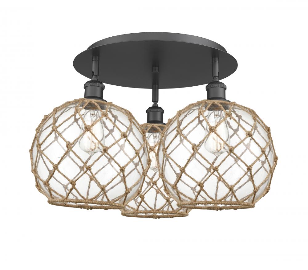 Farmhouse Rope - 3 Light - 22 inch - Matte Black - Semi-Flush Mount