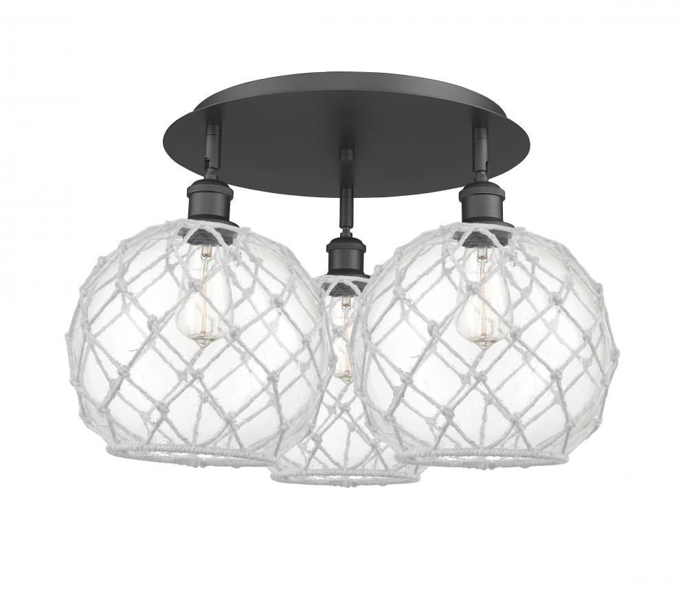 Farmhouse Rope - 3 Light - 22 inch - Matte Black - Semi-Flush Mount
