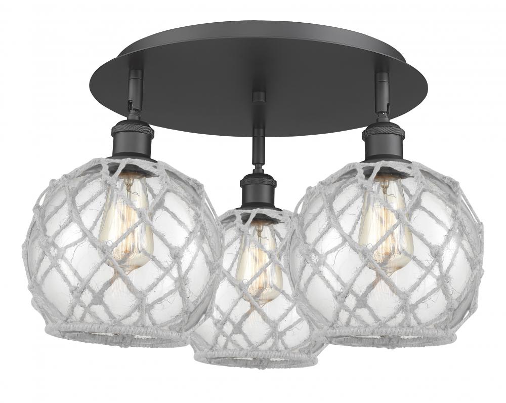 Farmhouse Rope - 3 Light - 20 inch - Matte Black - Semi-Flush Mount