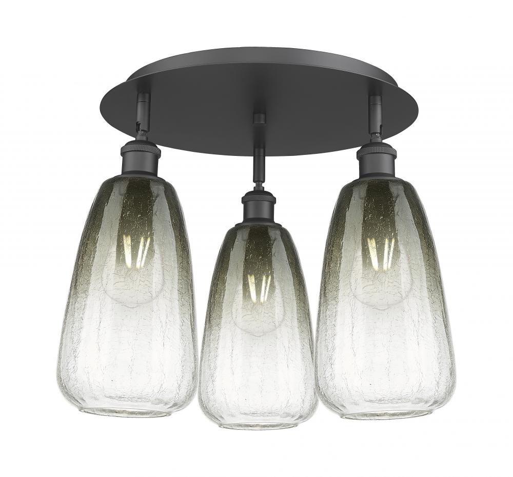 Brookhaven Almond - 3 Light - 18 inch - Matte Black - Semi-Flush Mount