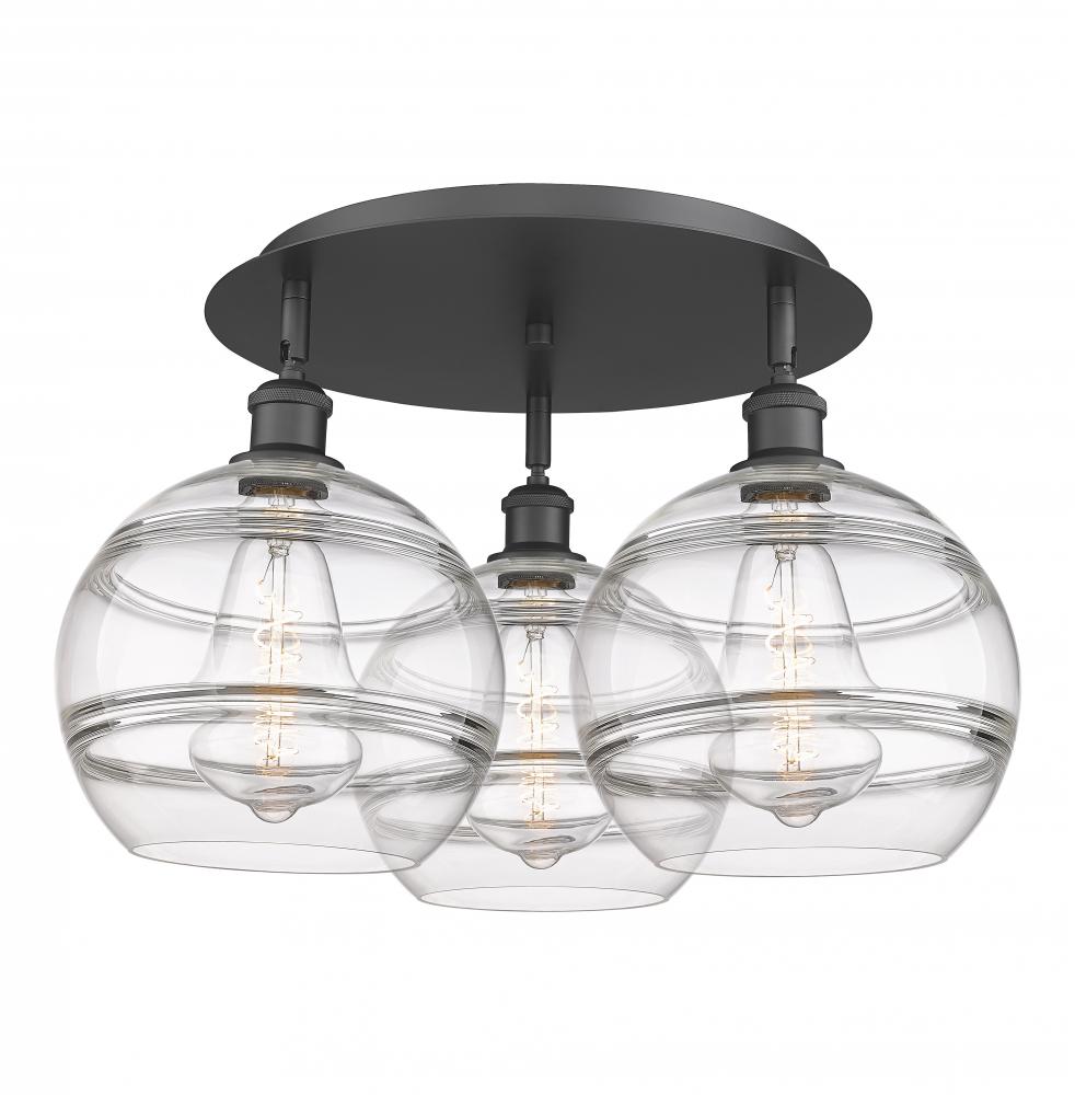 Rochester - 3 Light - 22 inch - Matte Black - Semi-Flush Mount
