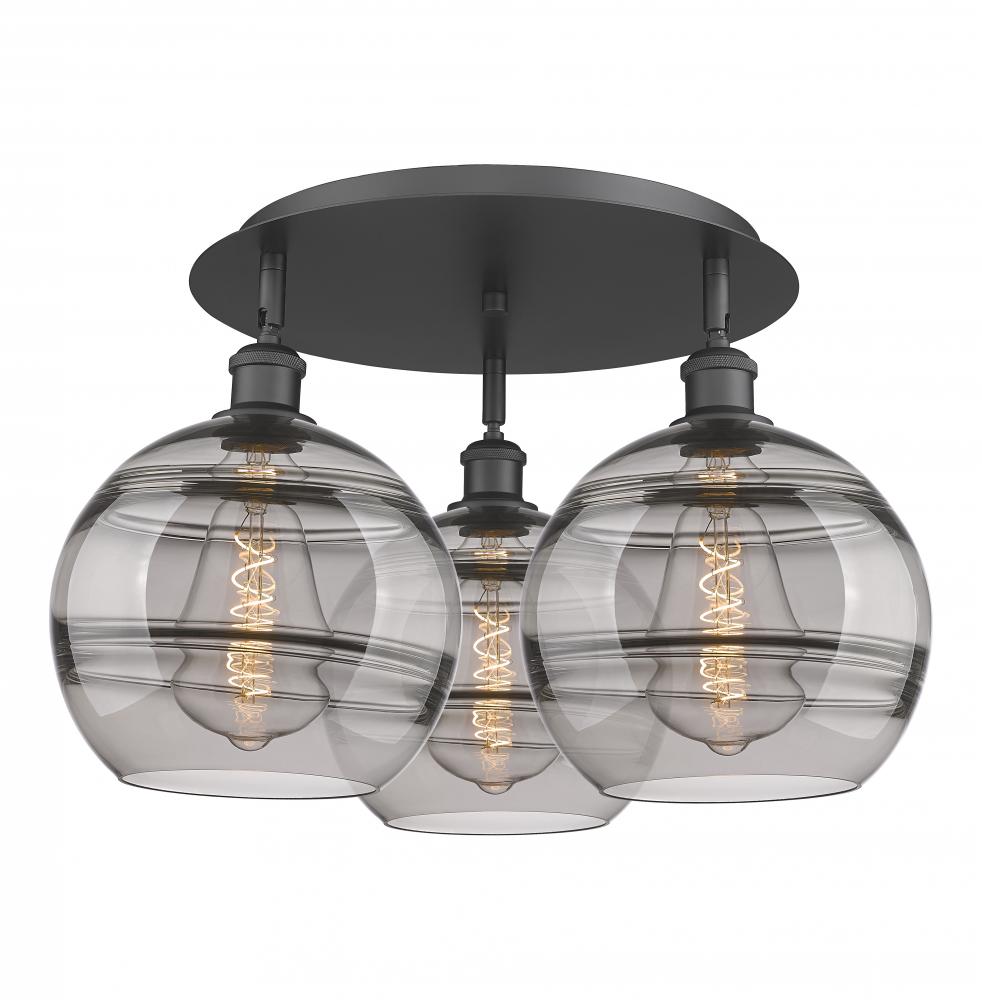 Rochester - 3 Light - 22 inch - Matte Black - Semi-Flush Mount