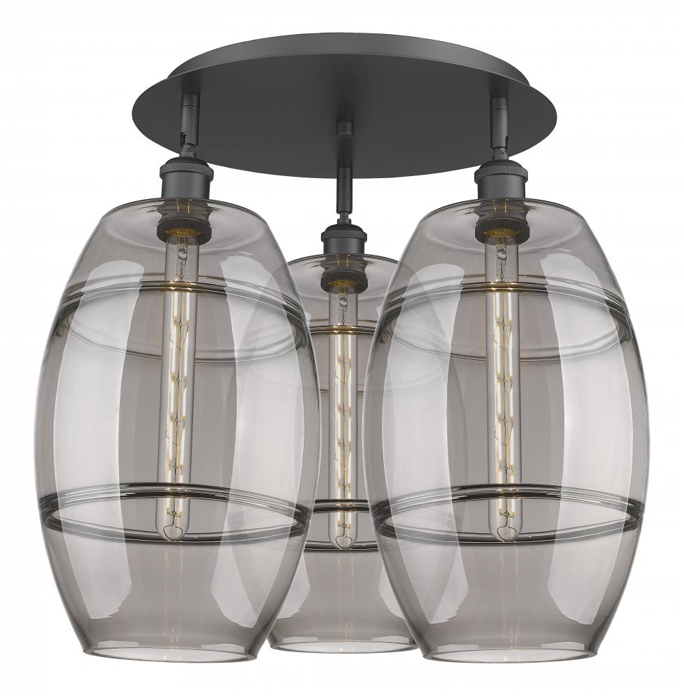 Vaz - 3 Light - 22 inch - Matte Black - Semi-Flush Mount