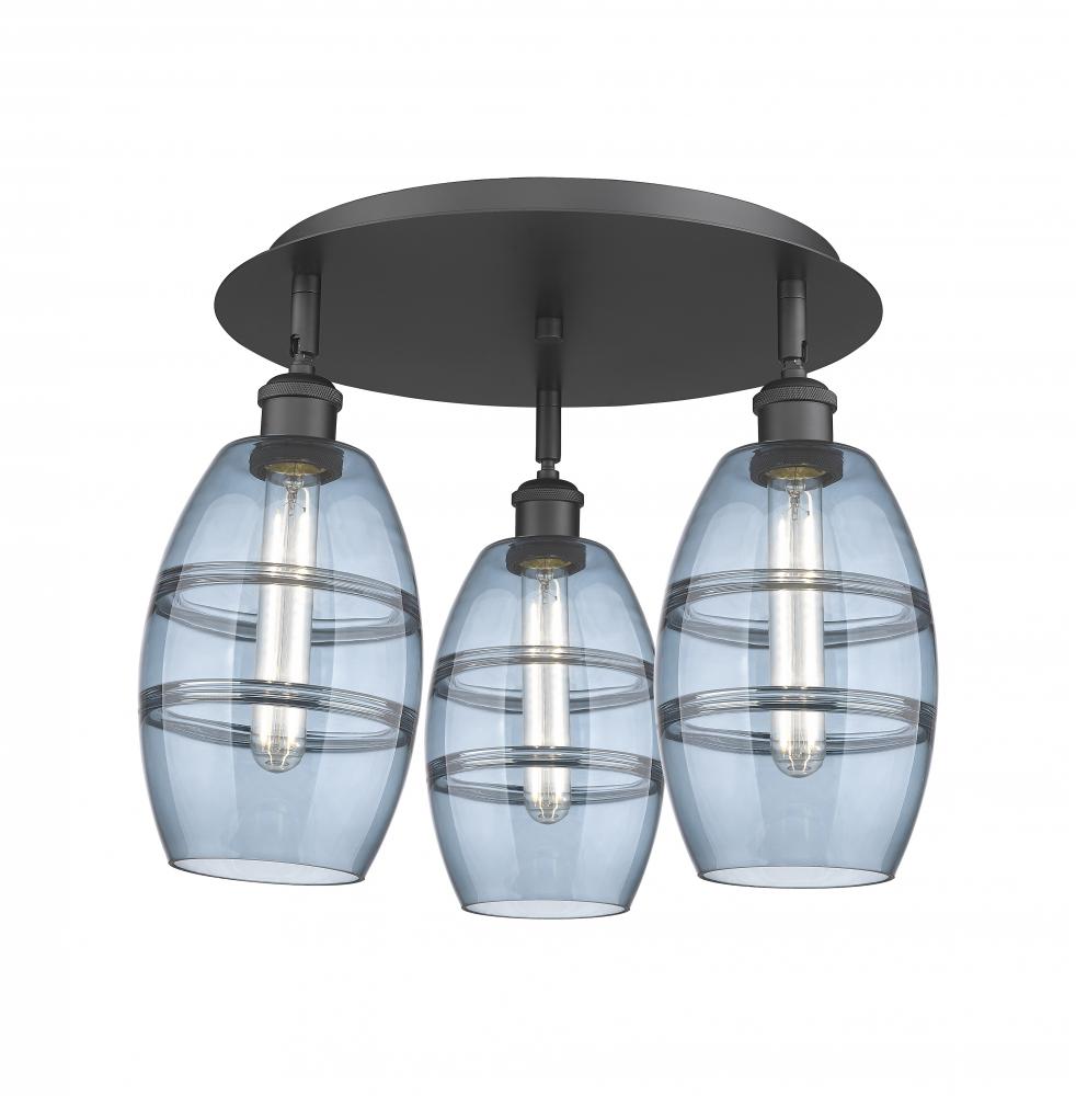 Vaz - 3 Light - 18 inch - Matte Black - Semi-Flush Mount