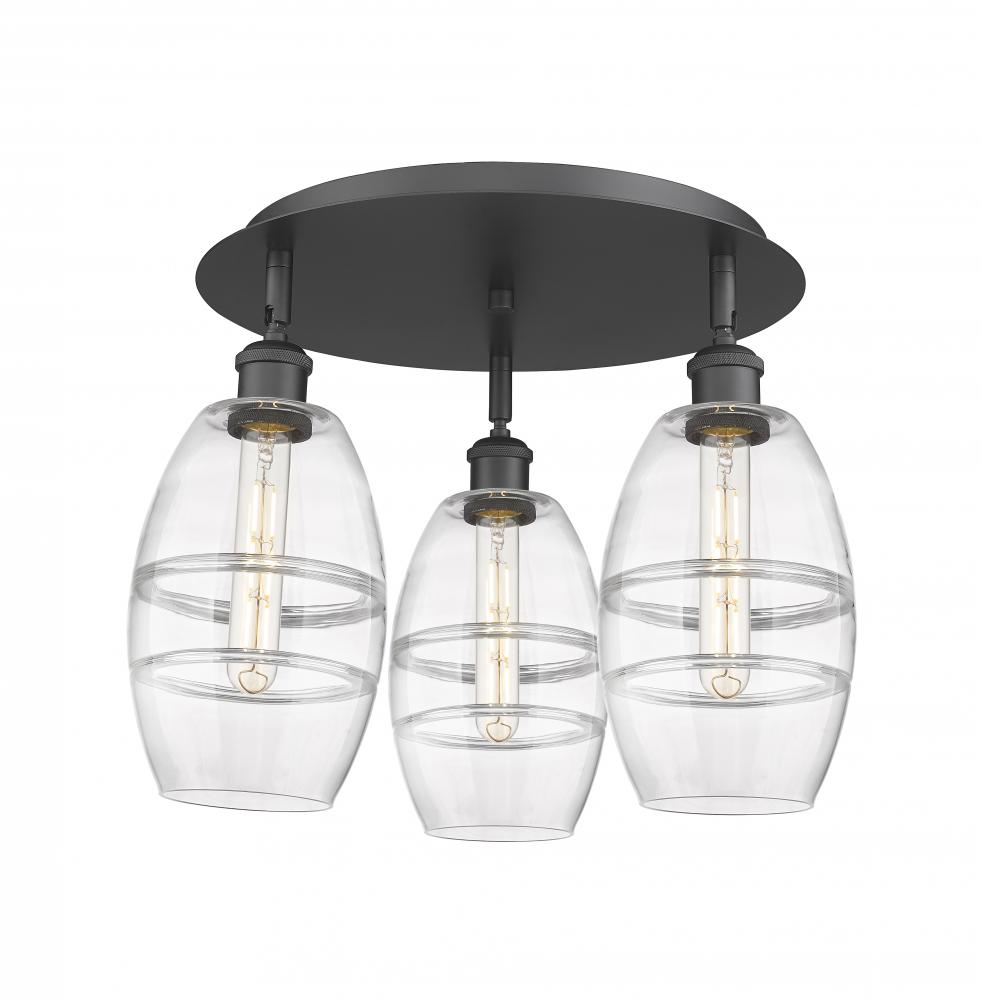 Vaz - 3 Light - 18 inch - Matte Black - Semi-Flush Mount