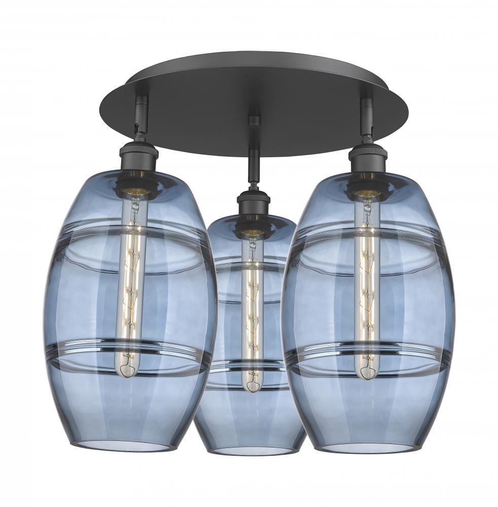 Vaz - 3 Light - 20 inch - Matte Black - Semi-Flush Mount
