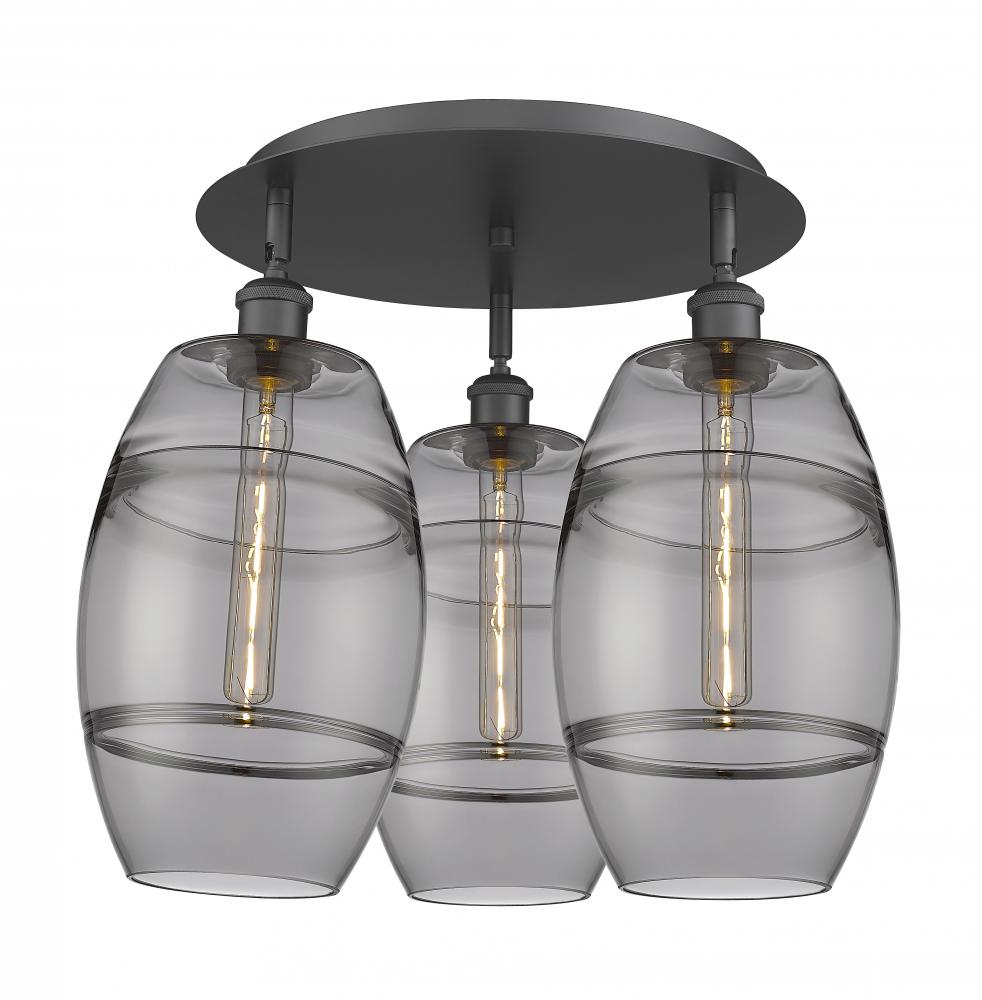 Vaz - 3 Light - 20 inch - Matte Black - Semi-Flush Mount