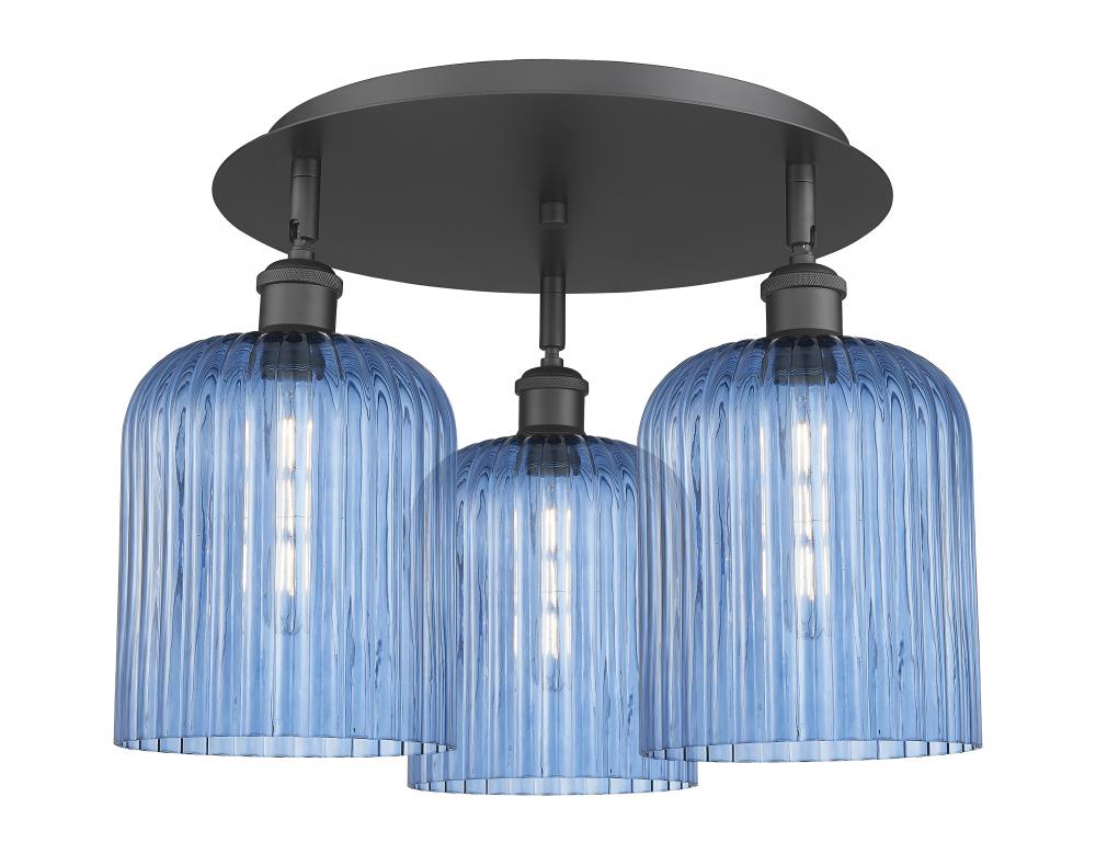 Bridal Veil - 3 Light - 17 inch - Matte Black - Semi-Flush Mount