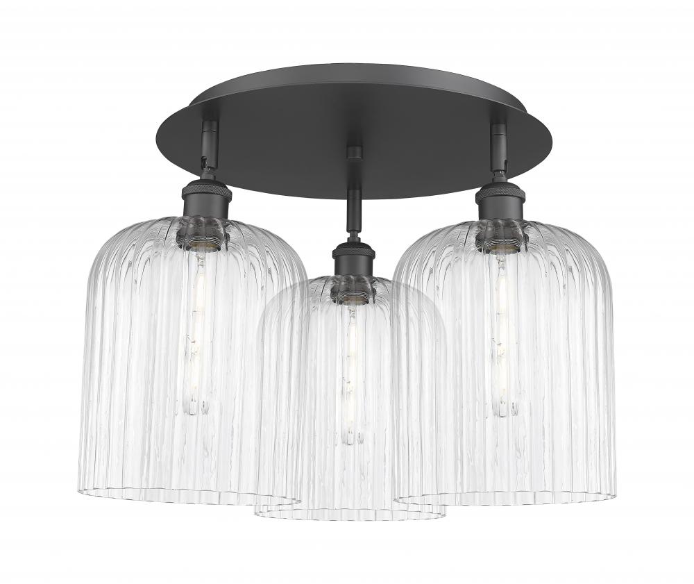 Bridal Veil - 3 Light - 17 inch - Matte Black - Semi-Flush Mount