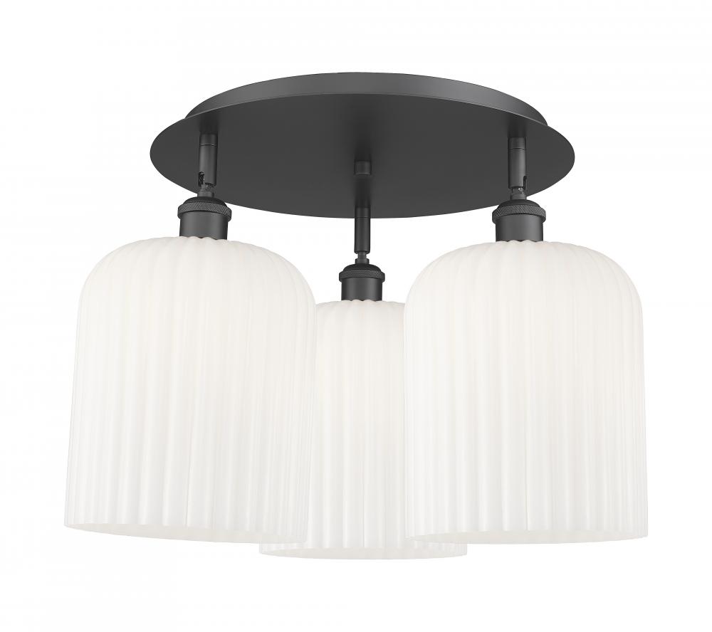 Bridal Veil - 3 Light - 17 inch - Matte Black - Semi-Flush Mount