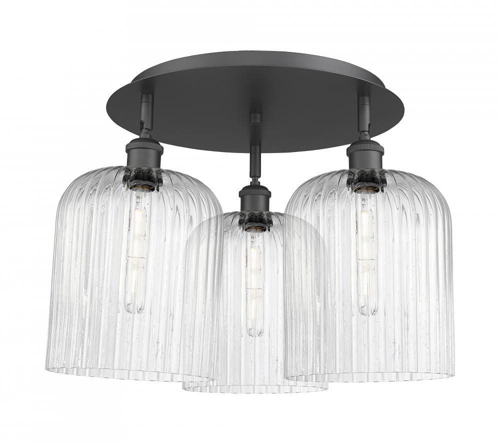 Bridal Veil - 3 Light - 17 inch - Matte Black - Semi-Flush Mount