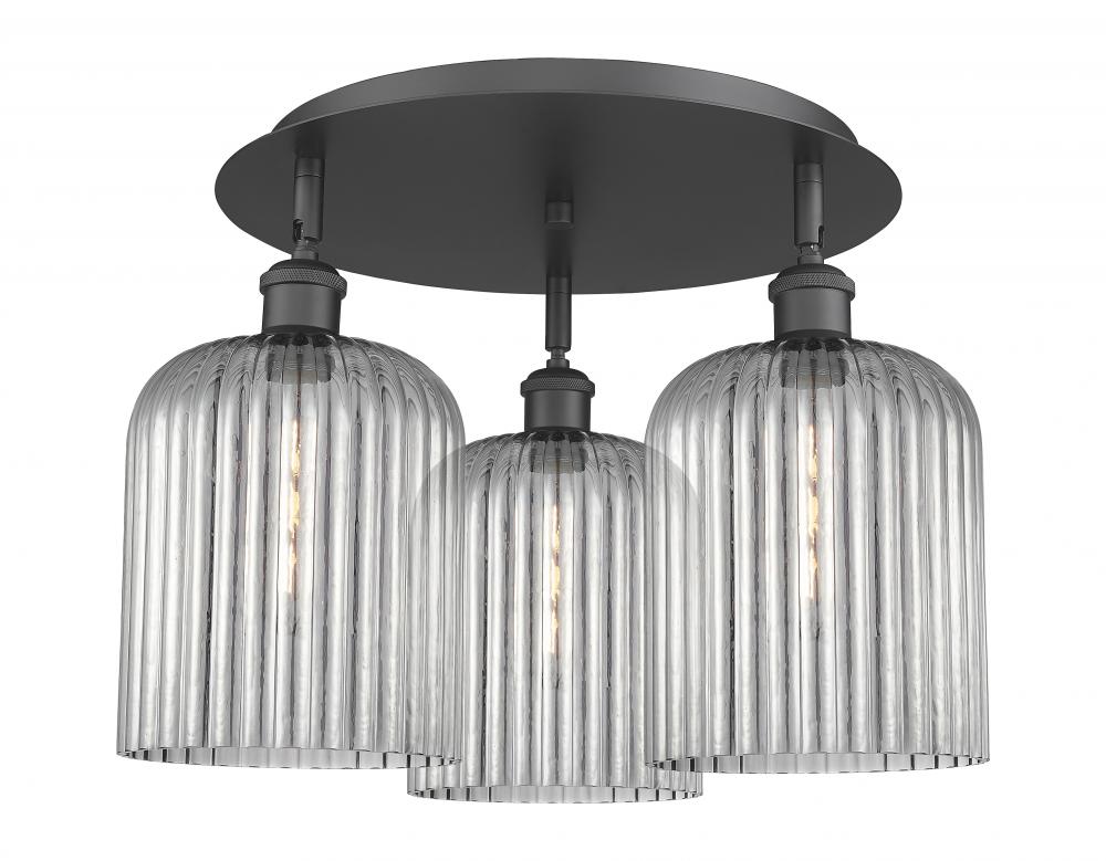 Bridal Veil - 3 Light - 17 inch - Matte Black - Semi-Flush Mount