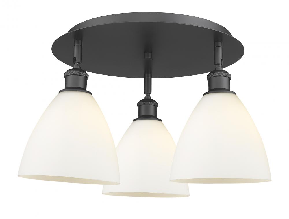 Bristol - 3 Light - 19 inch - Matte Black - Semi-Flush Mount