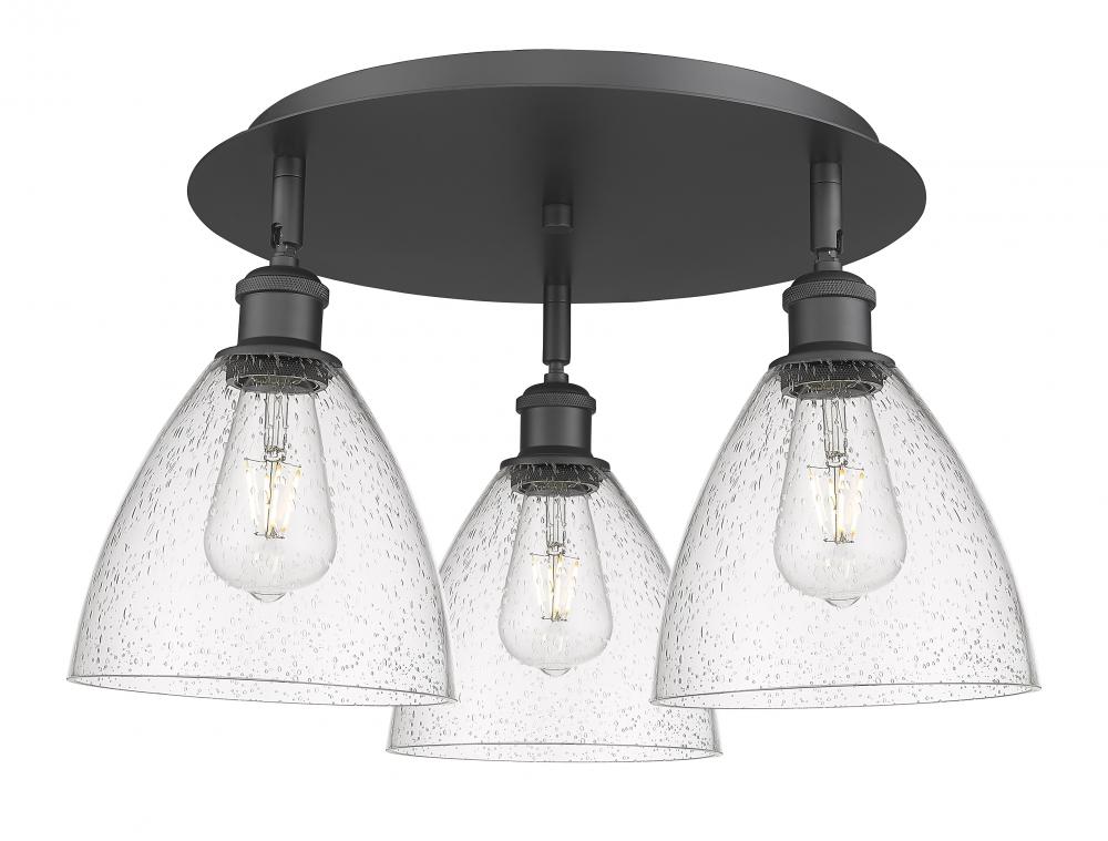 Bristol - 3 Light - 19 inch - Matte Black - Semi-Flush Mount