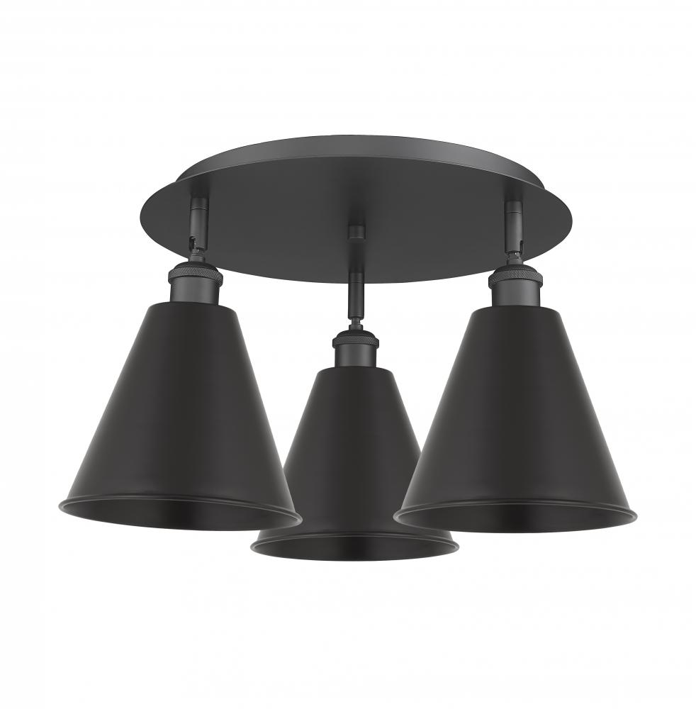 Berkshire - 3 Light - 20 inch - Matte Black - Semi-Flush Mount