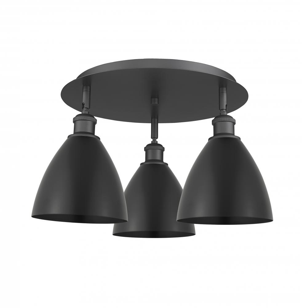 Bristol - 3 Light - 19 inch - Matte Black - Semi-Flush Mount