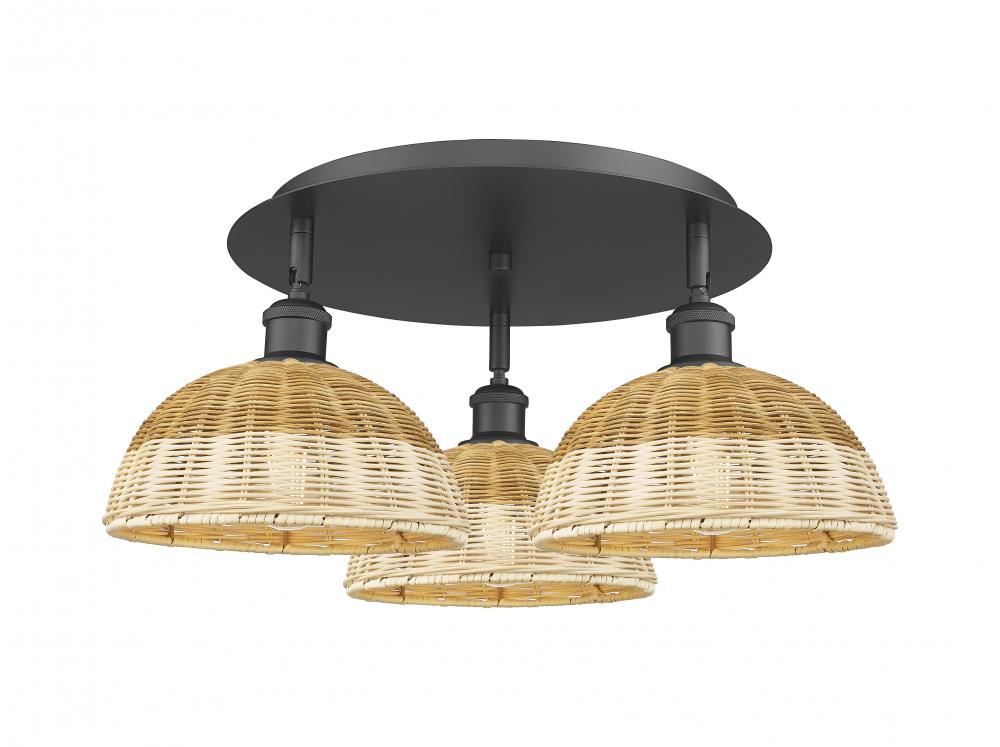 Bristol Natural II - 3 Light - 21 inch - Matte Black - Semi-Flush Mount