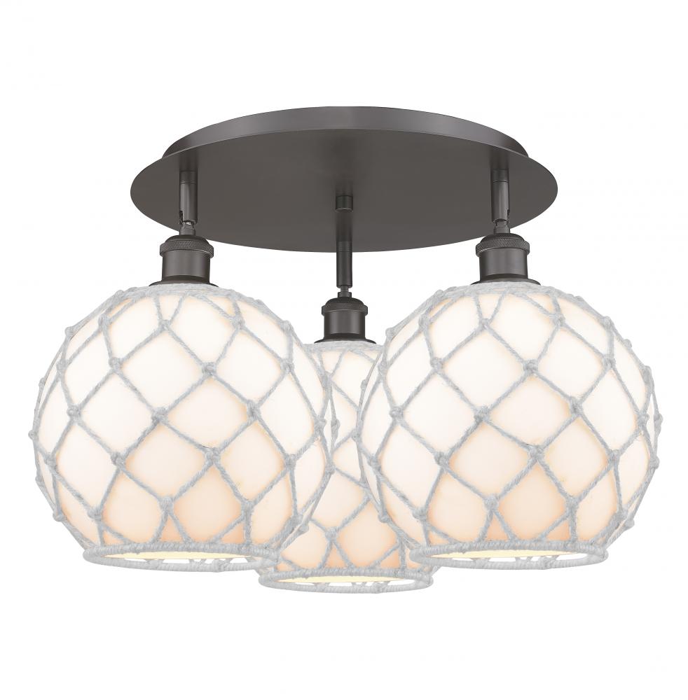 Farmhouse Rope - 3 Light - 22 inch - Oil Rubbed Bronze - Semi-Flush Mount
