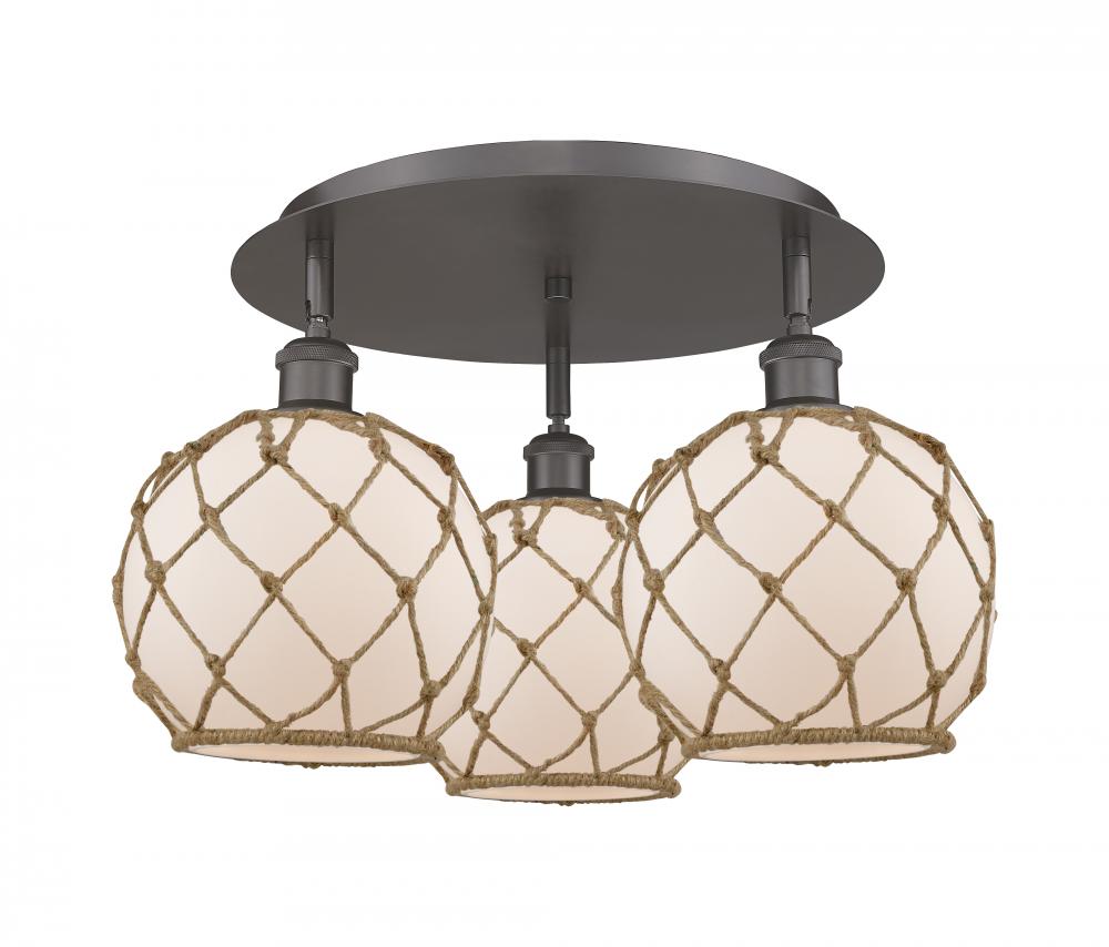Farmhouse Rope - 3 Light - 20 inch - Oil Rubbed Bronze - Semi-Flush Mount