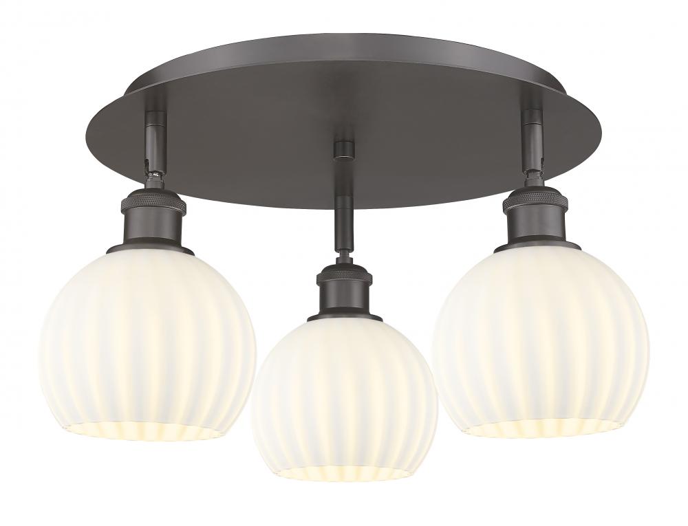 White Venetian - 3 Light - 18 inch - Oil Rubbed Bronze - Semi-Flush Mount
