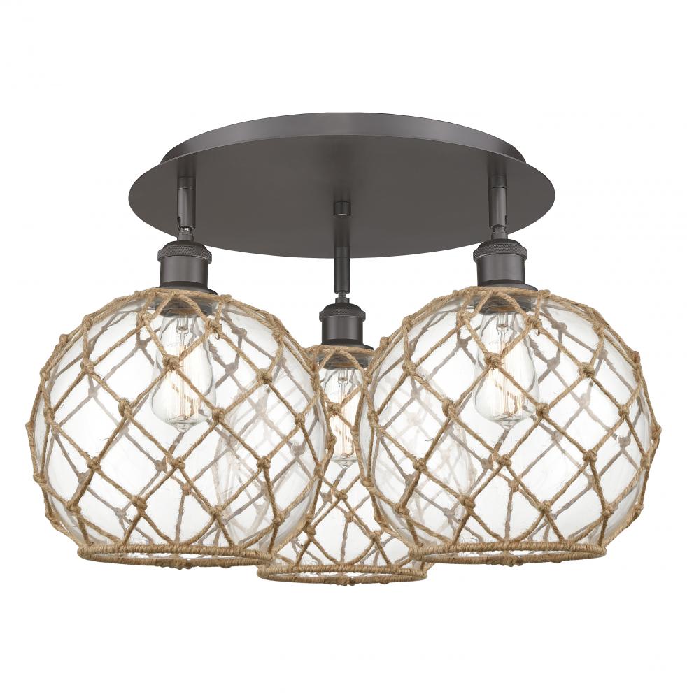 Farmhouse Rope - 3 Light - 22 inch - Oil Rubbed Bronze - Semi-Flush Mount