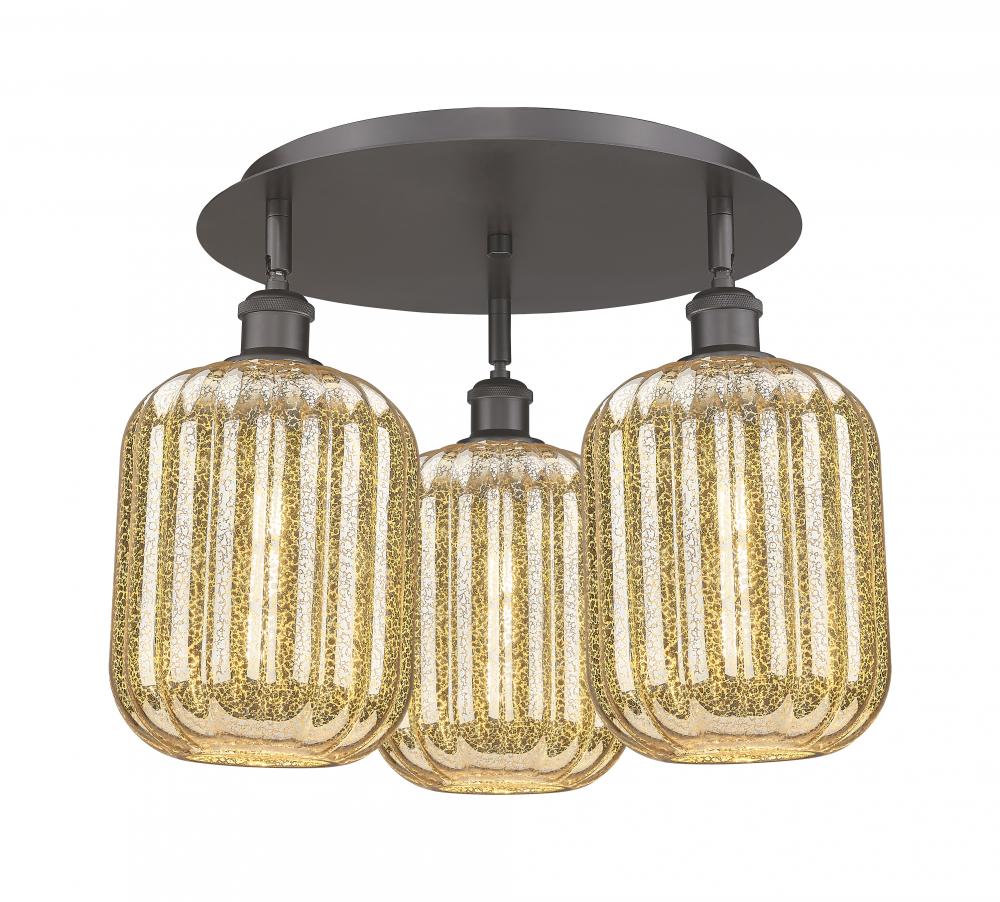 Preston Cylinder - 3 Light - 19 inch - Oil Rubbed Bronze - Semi-Flush Mount