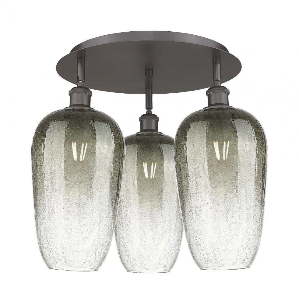 Brookhaven Flute - 3 Light - 19 inch - Oil Rubbed Bronze - Semi-Flush Mount