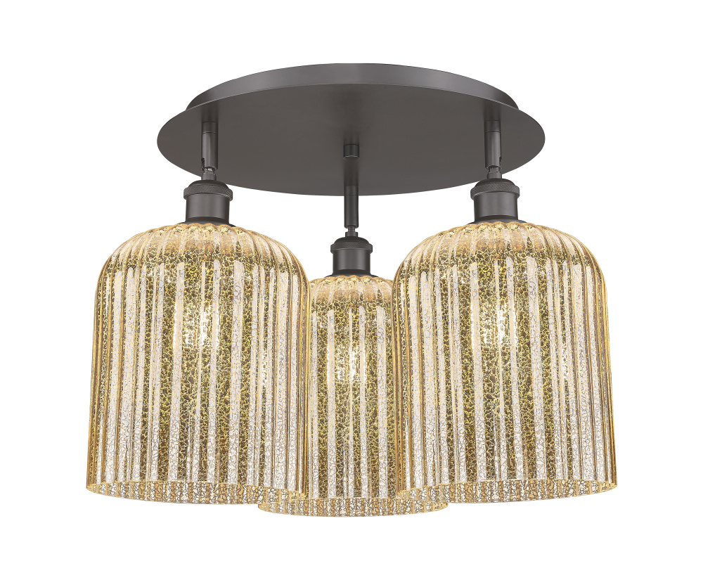 Bridal Veil - 3 Light - 17 inch - Oil Rubbed Bronze - Semi-Flush Mount