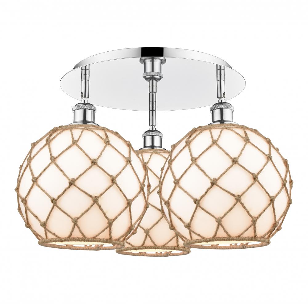 Farmhouse Rope - 3 Light - 22 inch - Polished Chrome - Semi-Flush Mount