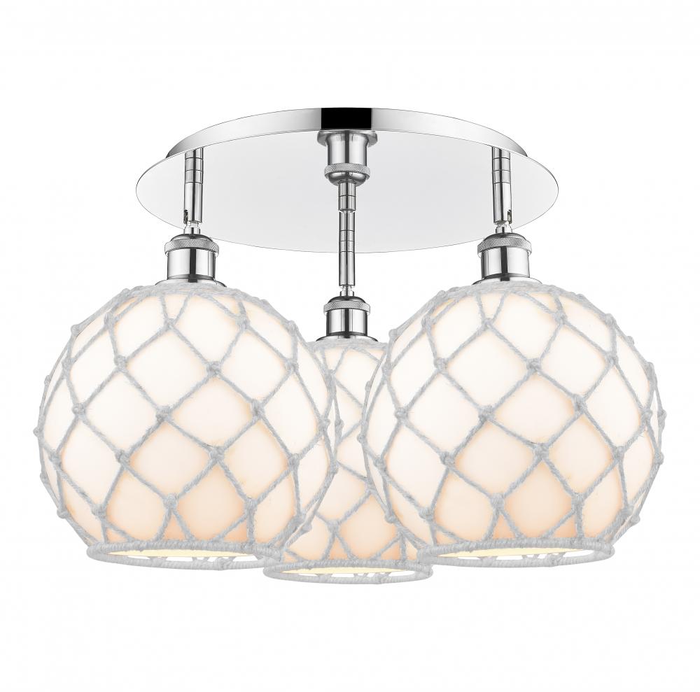 Farmhouse Rope - 3 Light - 22 inch - Polished Chrome - Semi-Flush Mount