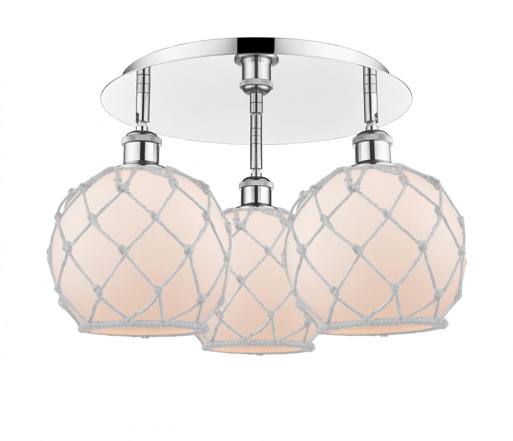 Farmhouse Rope - 3 Light - 20 inch - Polished Chrome - Semi-Flush Mount