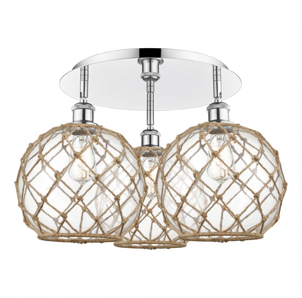 Farmhouse Rope - 3 Light - 22 inch - Polished Chrome - Semi-Flush Mount