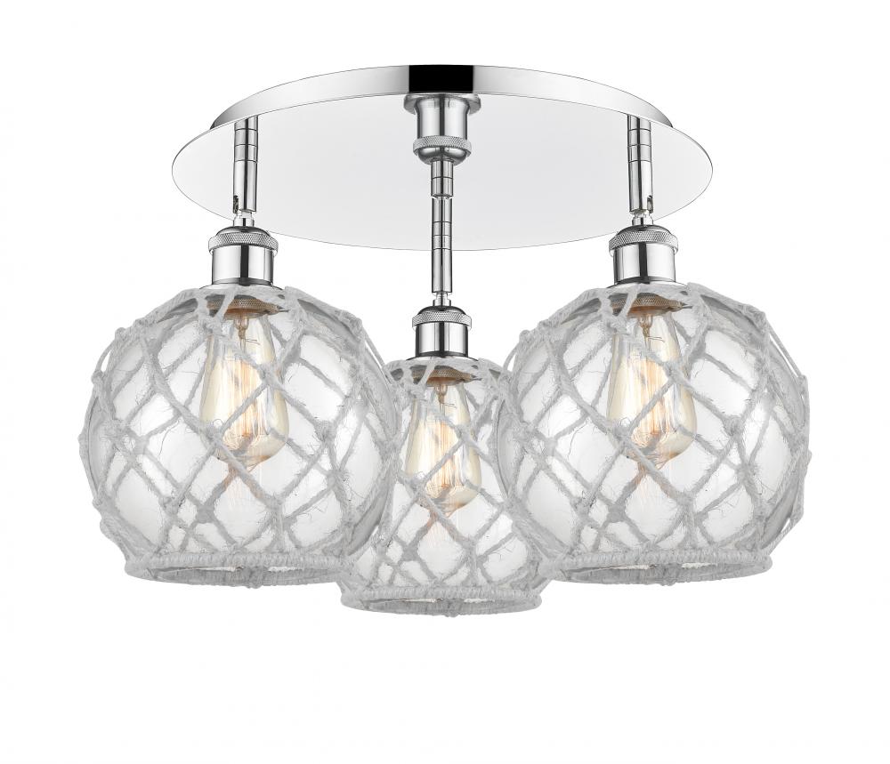 Farmhouse Rope - 3 Light - 20 inch - Polished Chrome - Semi-Flush Mount