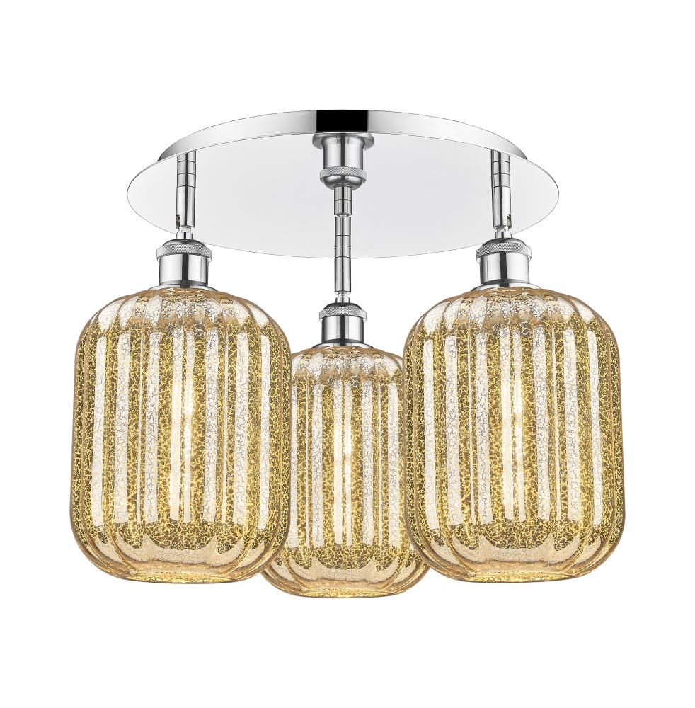 Preston Cylinder - 3 Light - 19 inch - Polished Chrome - Semi-Flush Mount