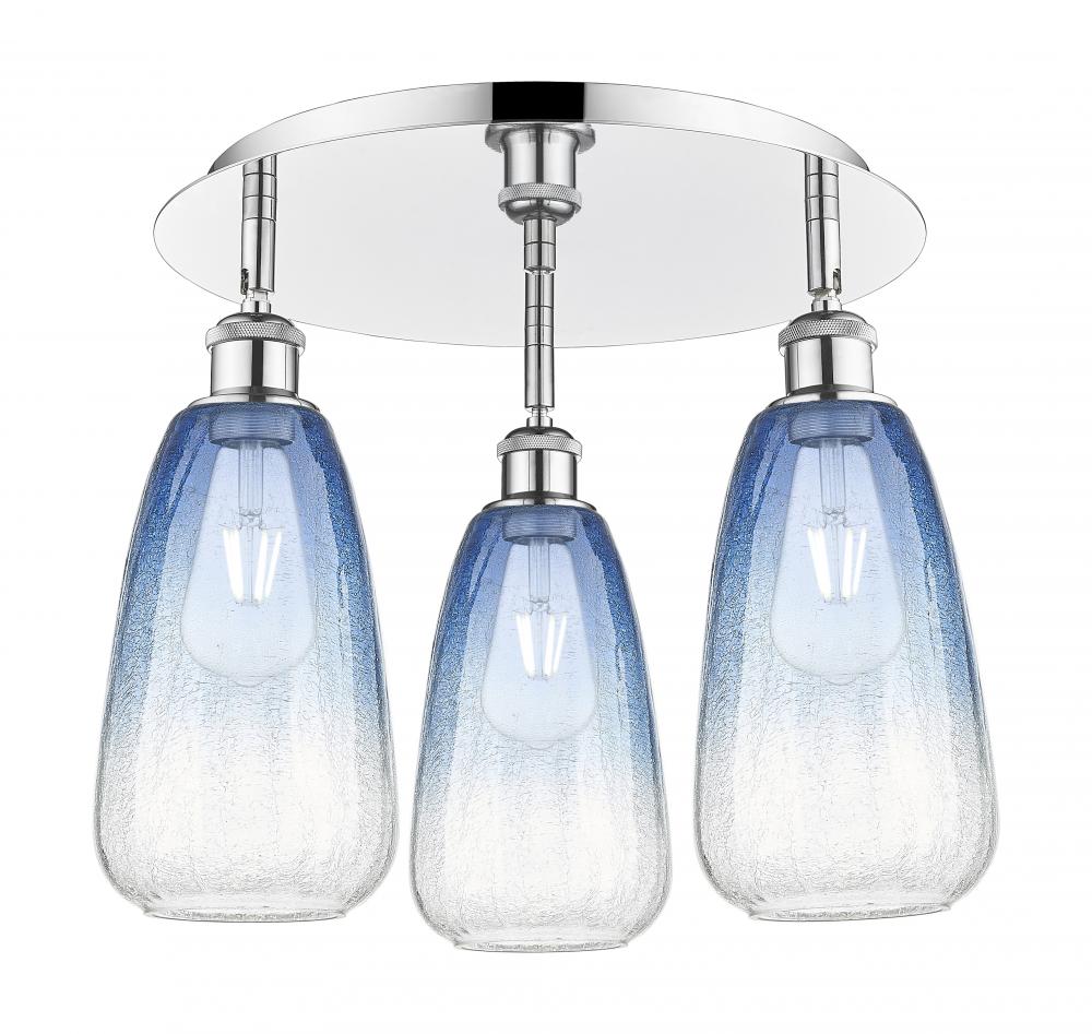 Brookhaven Almond - 3 Light - 18 inch - Polished Chrome - Semi-Flush Mount