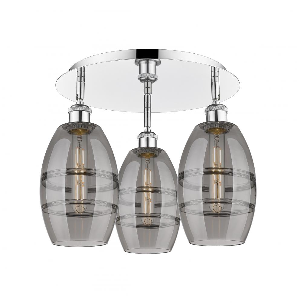 Vaz - 3 Light - 18 inch - Polished Chrome - Semi-Flush Mount
