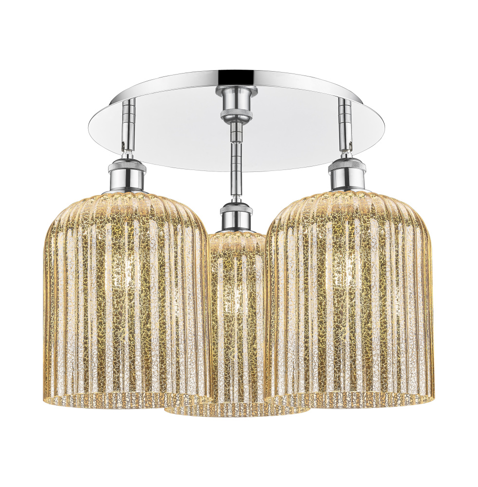 Bridal Veil - 3 Light - 17 inch - Polished Chrome - Semi-Flush Mount