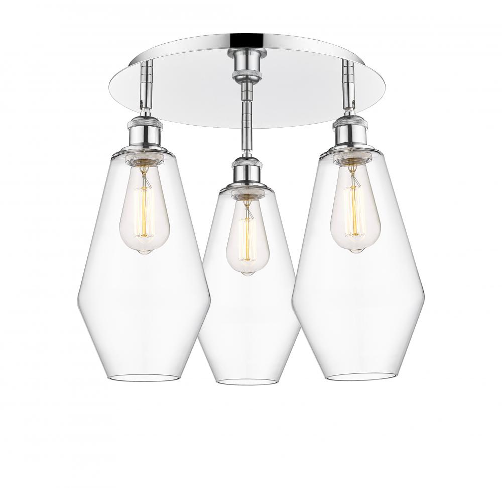 Cindyrella - 3 Light - 19 inch - Polished Chrome - Semi-Flush Mount