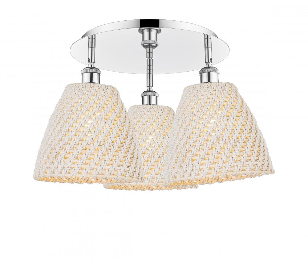 Bristol Natural - 3 Light - 21 inch - Polished Chrome - Semi-Flush Mount