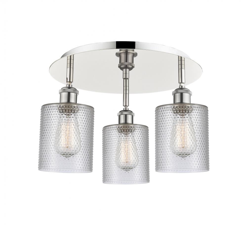 Cobbleskill - 3 Light - 17 inch - Polished Nickel - Semi-Flush Mount