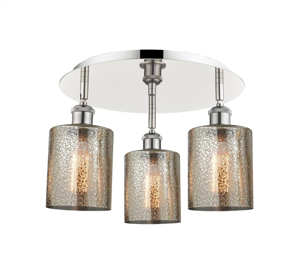 Cobbleskill - 3 Light - 17 inch - Polished Nickel - Semi-Flush Mount