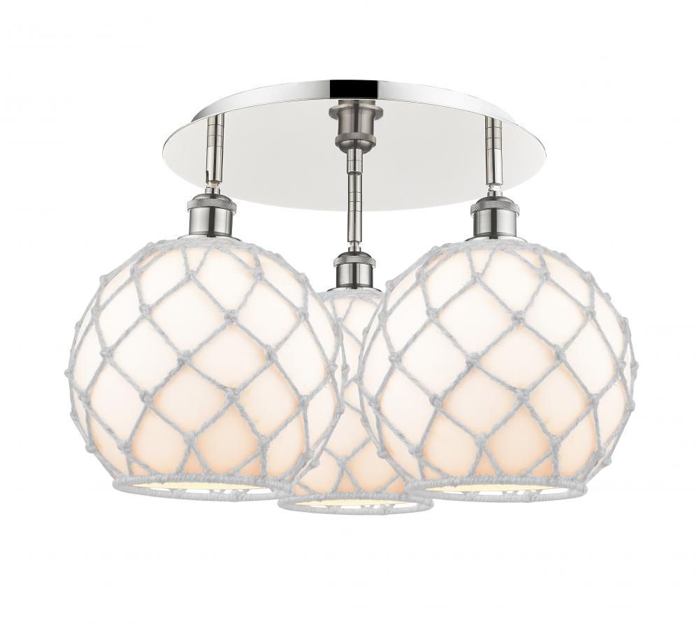Farmhouse Rope - 3 Light - 22 inch - Polished Nickel - Semi-Flush Mount