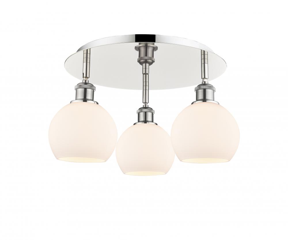 Athens - 3 Light - 18 inch - Polished Nickel - Semi-Flush Mount