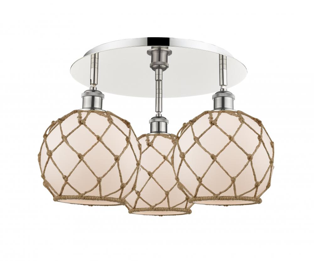 Farmhouse Rope - 3 Light - 20 inch - Polished Nickel - Semi-Flush Mount