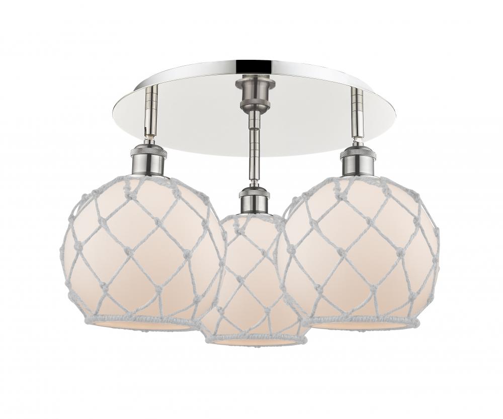Farmhouse Rope - 3 Light - 20 inch - Polished Nickel - Semi-Flush Mount