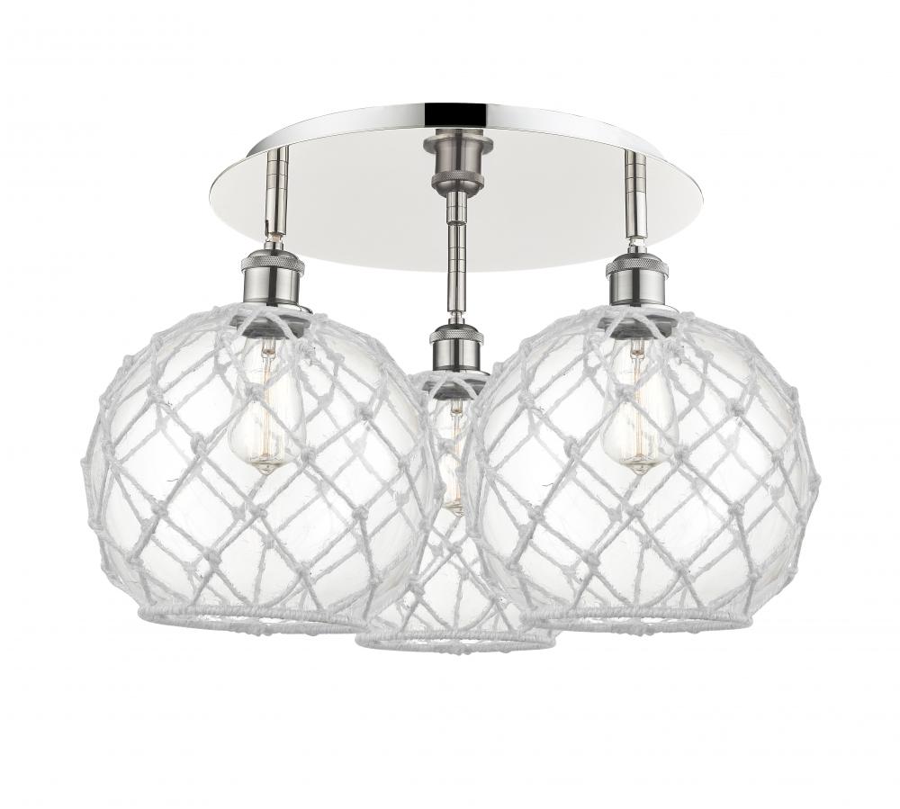 Farmhouse Rope - 3 Light - 22 inch - Polished Nickel - Semi-Flush Mount