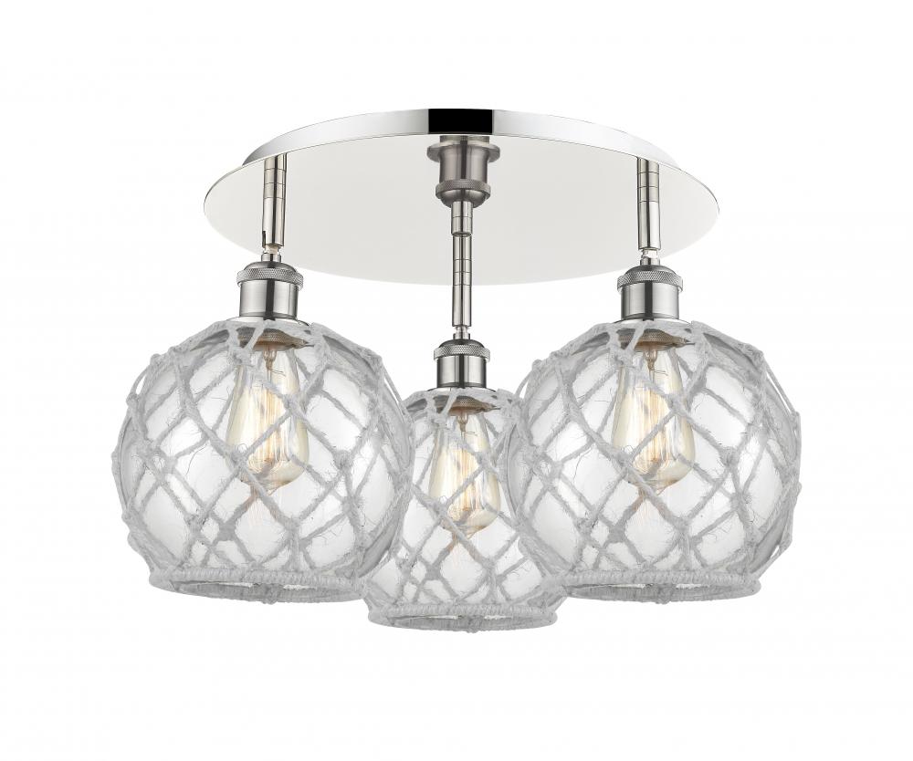 Farmhouse Rope - 3 Light - 20 inch - Polished Nickel - Semi-Flush Mount