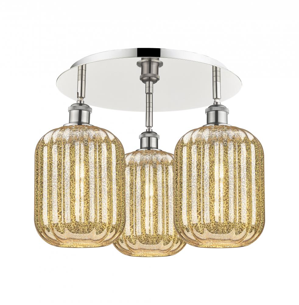 Preston Cylinder - 3 Light - 19 inch - Polished Nickel - Semi-Flush Mount